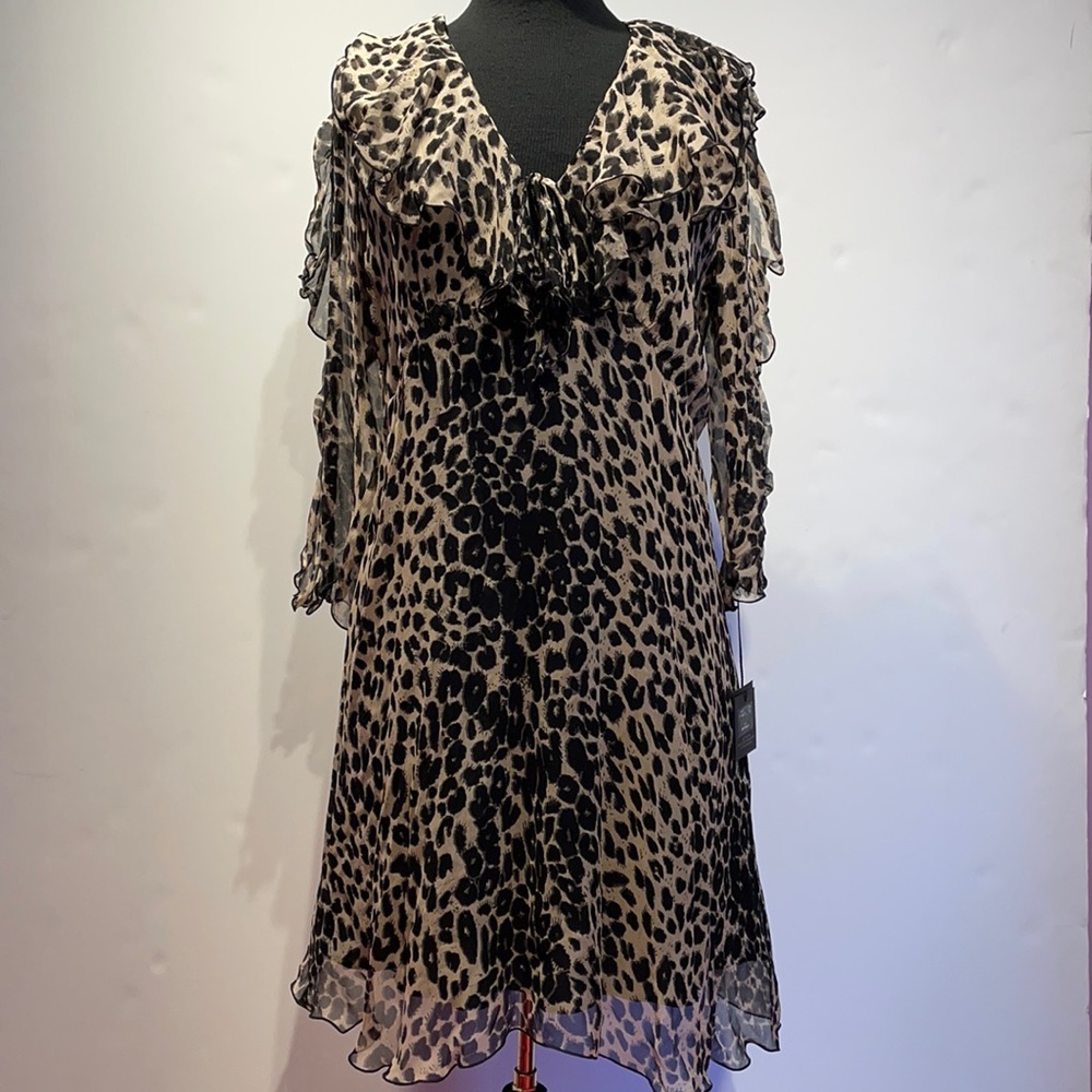 Flirty Anna Sui Leopard printed chiffon dress